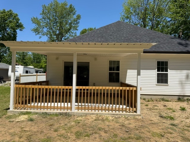 Porch with Wood Railing